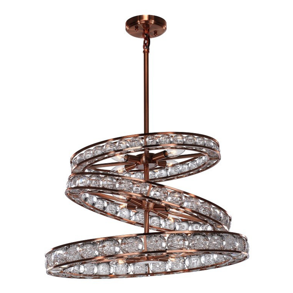Imbrium 24" 12-Light, 3-Tier Bubble Crystal Chandelier in Copper