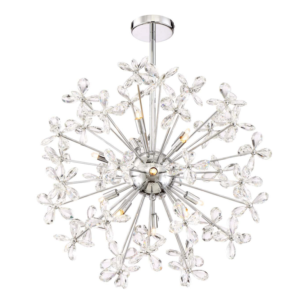 Adelle 12-Light, 24" Crystal Sputnik in Polished Chrome