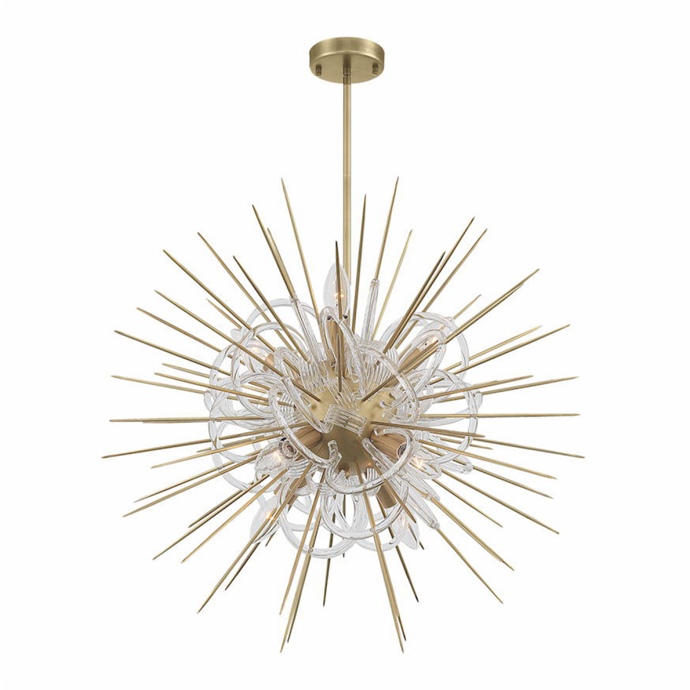 Flare 24" 8-Light, Decorative Swirl Sputnik in Aged Brass