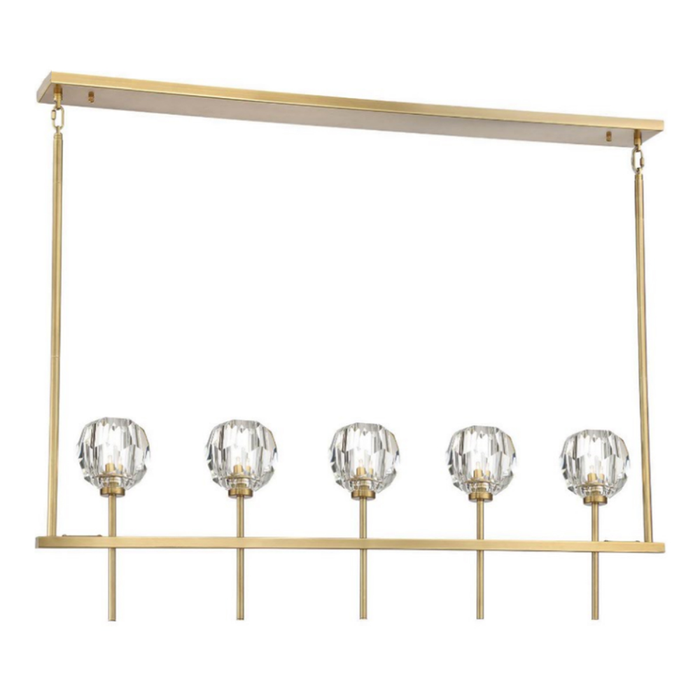 Parisian 46" 5-Light, Crystal Linear in Aged Brass