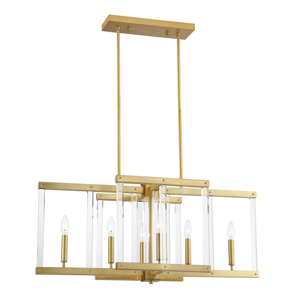Regent 34" 6-Light, Geometric Chandelier in Polished Brass