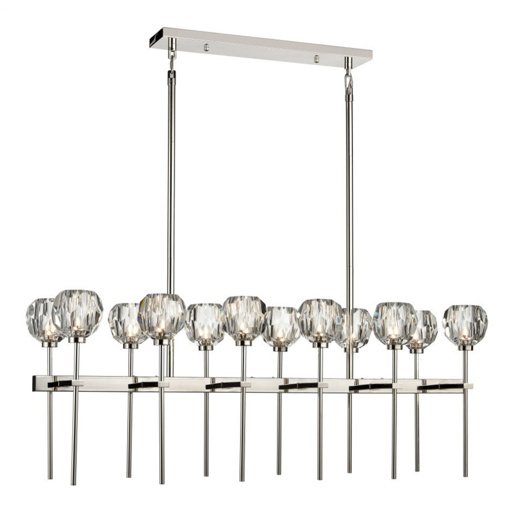 Parisian 48" 12-Light, Crystal Linear in Polished Nickel