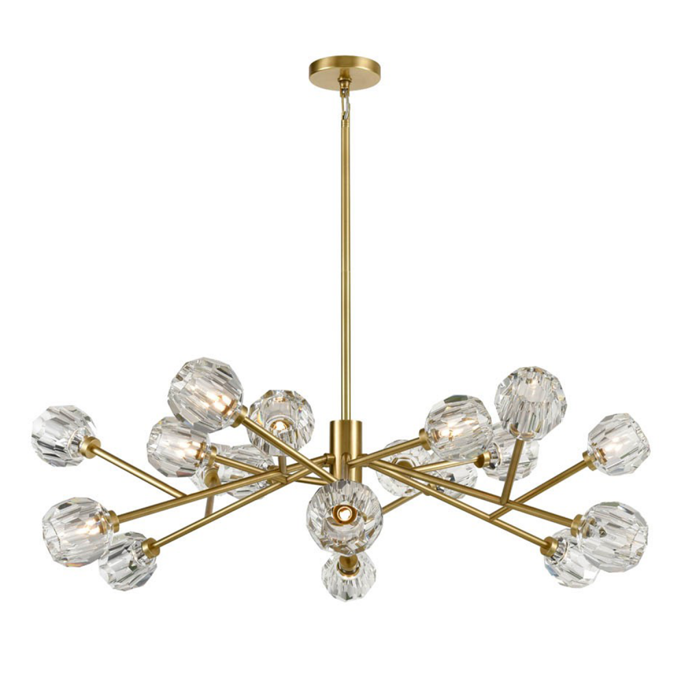 Parisian 48" 18-Light, Crystal Sputnik in Aged Brass