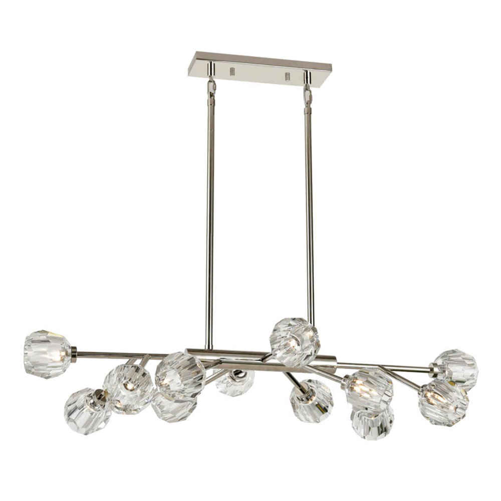 Parisian 35" 12-Light, Crystal Linear Sputnik in Polished Nickel