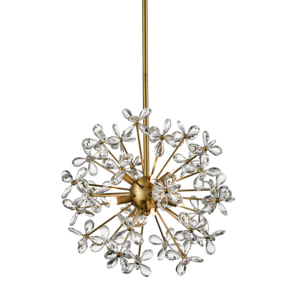 Adelle 12-Light, 24" Crystal Sputnik in Aged Brass