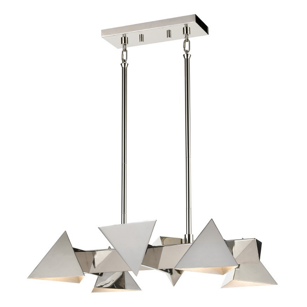 Avante 25&#34; 6-Light, Geometric Triangular Linear in Polished Nickel