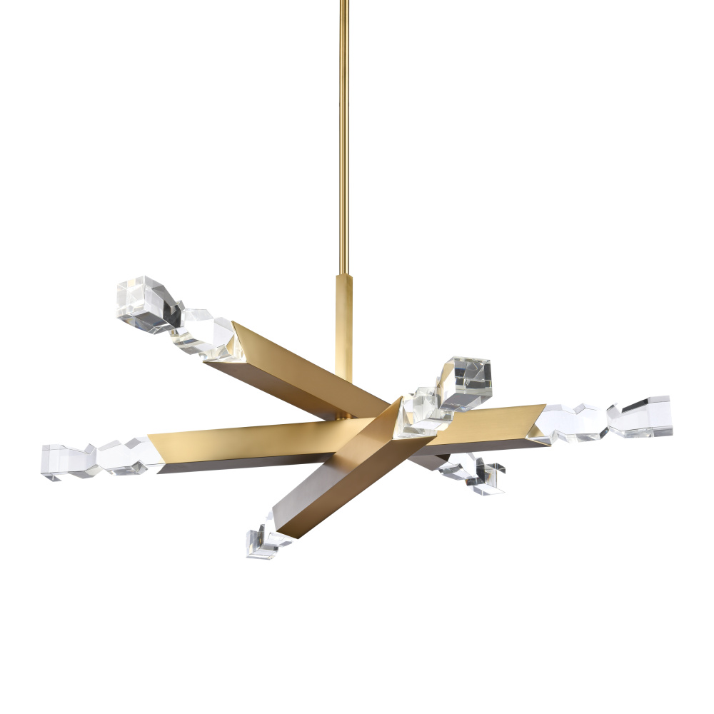 Mamadim 60" LED 6-Light, Crystal Chandelier in Aged Brass