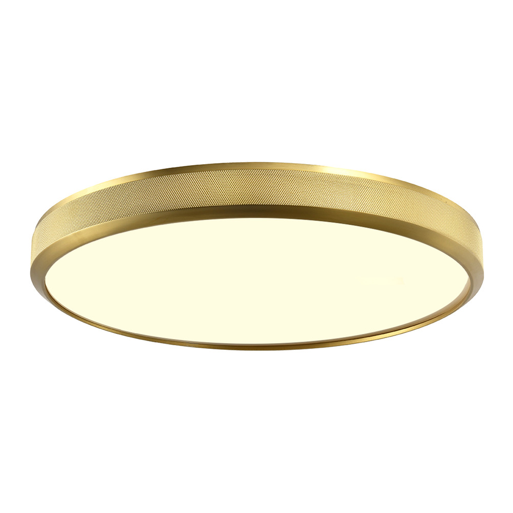 Zigrina 24" Diamond Knurled LED Flush Mount in Aged Brass