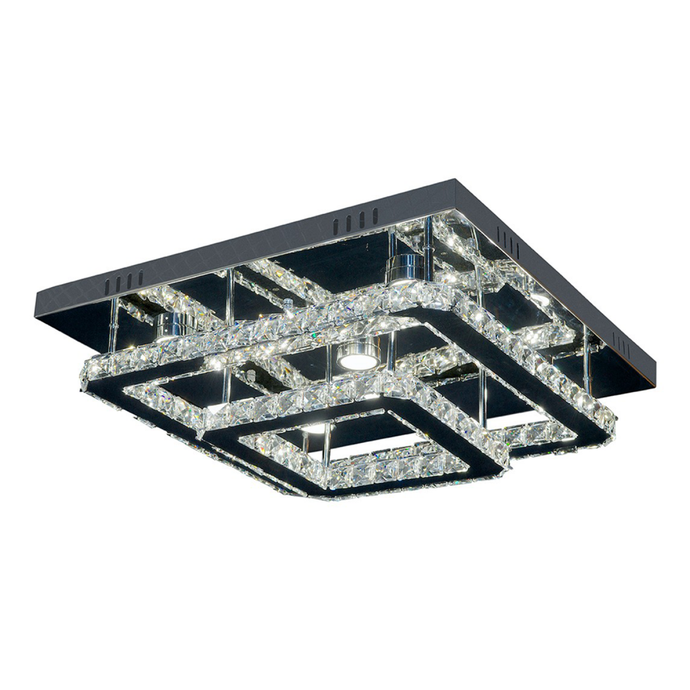 Ember 22" 2-Tier, Square Crystal LED Flush Mount