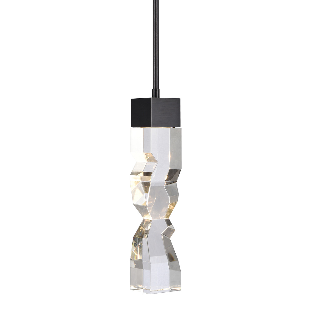 Mamadim 3"x3" LED Crystal Mini-Pendant in Satin Brushed Black