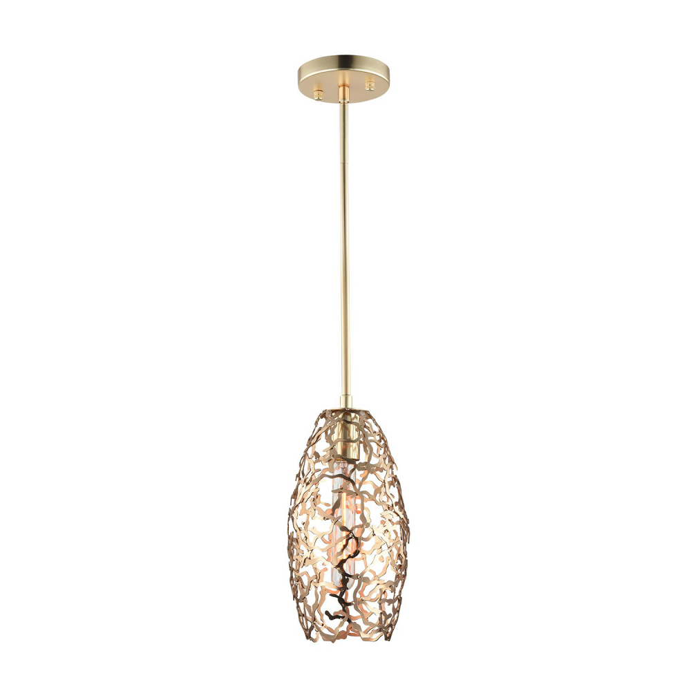 Helios 12" 1-Light, Organic Convex Mini-Pendant in Satin Gold