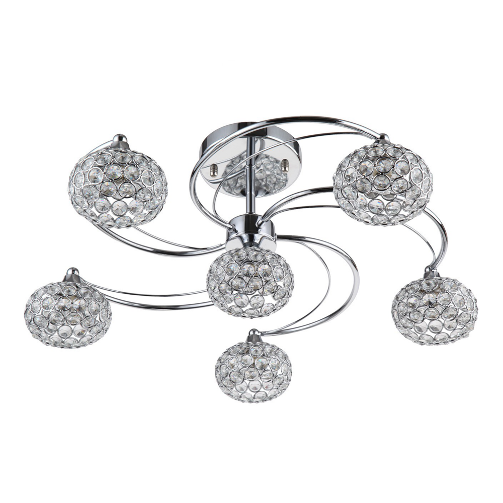 Kent 23" 6-Light, Crystal Semi-Flush in Chrome