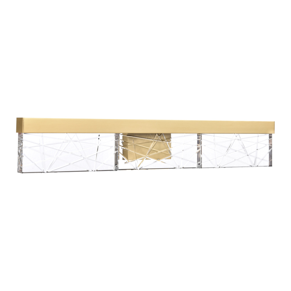 Lucus 26" LED Sleek Crystal Vanity in Aged Brass