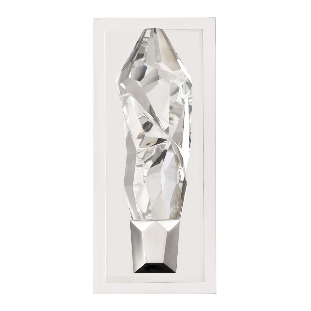 Angelus LED 1-Light, Crystal Vertical Wall Sconce in Matte White