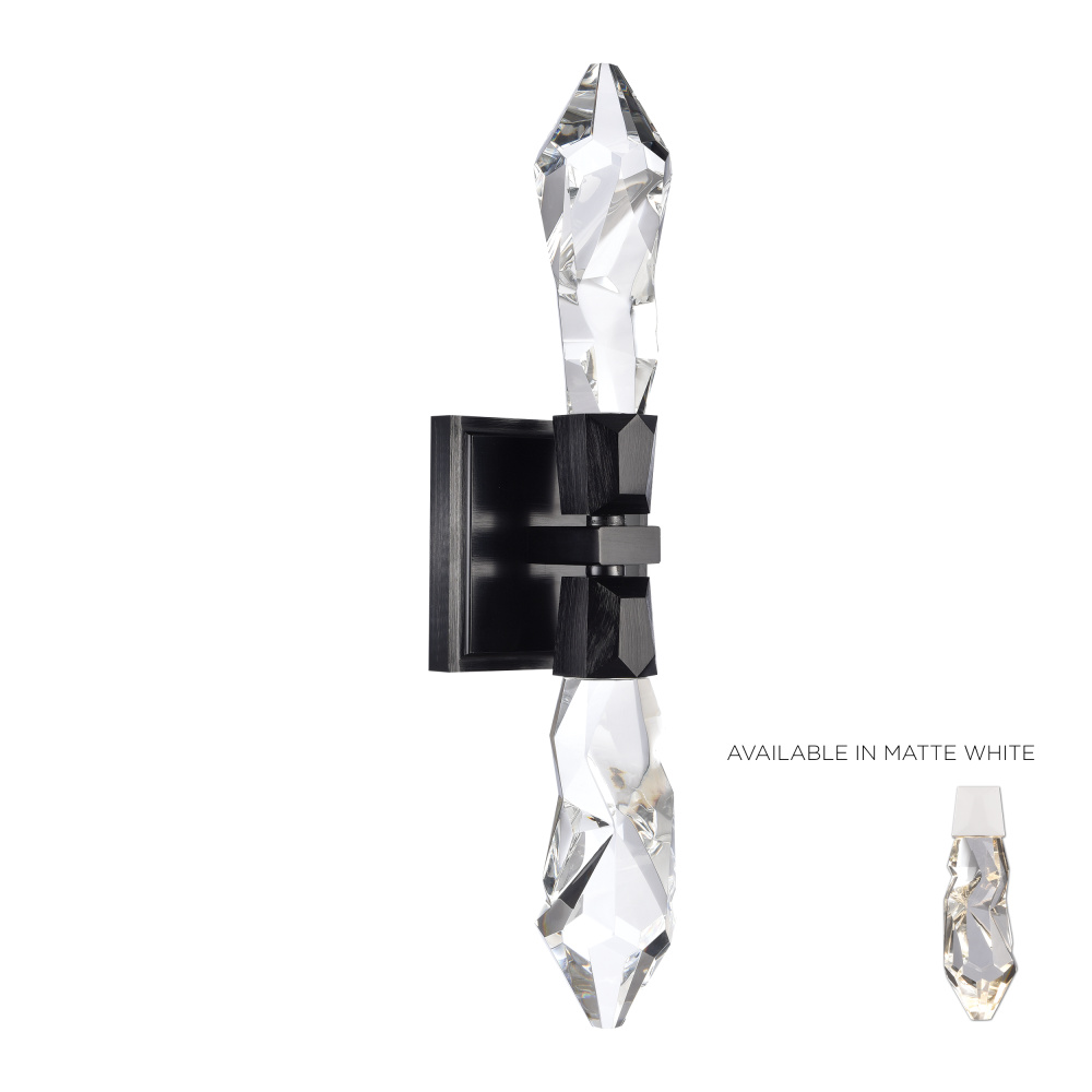 Angelus LED 2-Light, Crystal Duo Wall Sconce in Matte White