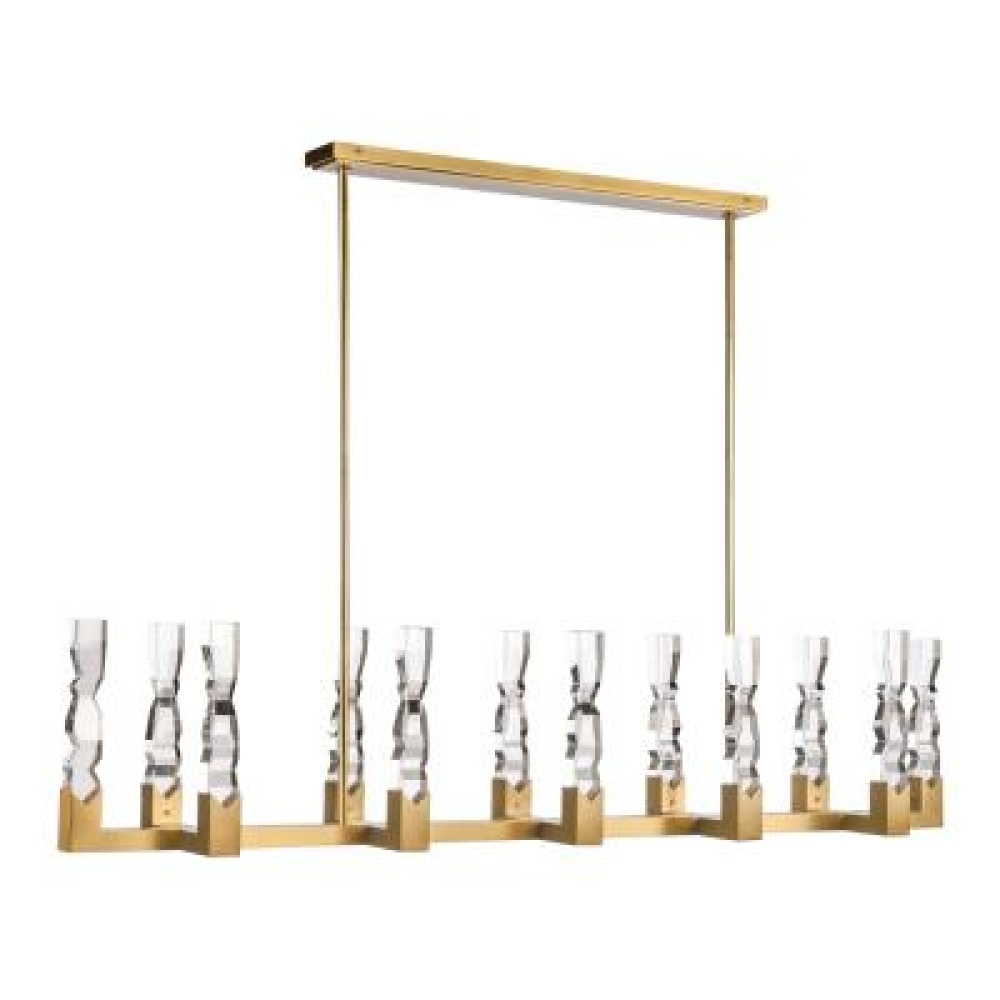 Mamadim 72" LED 12-Light, 2"x2" Crystal Linear in Aged Brass