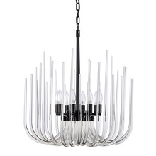 ZEEV Lighting CD10031-8-SBB - Astoria 24" 8-Light, Curved Glass Chandelier in Brushed Black