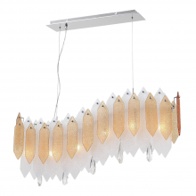 ZEEV Lighting CD10096-6-CH-ABF - Stratus 40" 6-Light, Linear Amber Glass Chandelier in Chrome