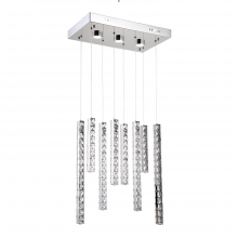 ZEEV Lighting CD10107-LED-CH-D - Norwood 20" LED 8-Light, Vertical Crystal Multi-Pendant in Chrome