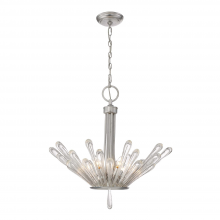 ZEEV Lighting CD10147-6-SL - Gamma 27" 6-Light, Water Splash Pendant in Silver Leaf