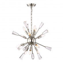 ZEEV Lighting CD10168-12-PN - Muse 24" 12-Light, Rock Crystal Sputnik in Polished Nickel