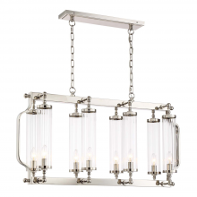ZEEV Lighting CD10171-8-PN - Regis 40" 8-Light, Linear Fluted Glass Chandelier in Polished Nickel