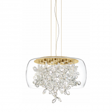 ZEEV Lighting CD10243-LED-AGB - Destiny 20" LED Crystal Chandelier with Glass Shade & Aged Brass