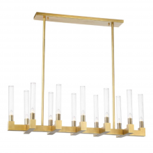 ZEEV Lighting CD10275-12-AGB - Placid 40" 12-Light, Fluted Glass Linear Chandelier in Aged Brass
