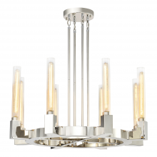 ZEEV Lighting CD10360-8-PN - Placid 32" 8-Light, Fluted Glass Round Chandelier in Polished Nickel