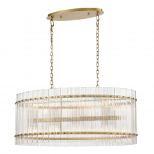 ZEEV Lighting CD10397-16-AGB - Allure 40" 16-Light, Oval Fluted Glass Chandelier in Aged Brass