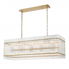 ZEEV Lighting CD10403-20-AGB - Allure 48" 20-Light, Rectangular Fluted Glass Chandelier in Aged Brass