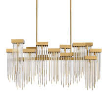 ZEEV Lighting CD10415-16-AGB - Waterfall 49" 16-Light, Cityscape Glass Chandelier in Aged Brass