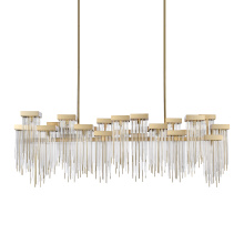 ZEEV Lighting CD10425-24-AGB - Waterfall 72" 24-Light, Cityscape Glass Chandelier in Aged Brass