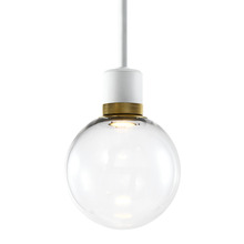 ZEEV Lighting P11702-LED-MW-K-AGB-G11 - Zigrina Globe Glass LED Pendant in White and Brass Knurled Ring