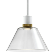 ZEEV Lighting P11702-LED-MW-K-AGB-G13 - Zigrina Glass Cone LED Pendant in White and Brass Knurled Ring