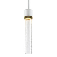 ZEEV Lighting P11702-LED-MW-K-AGB-G5 - Zigrina 12" Crackled Glass LED Pendant in White and Brass Knurled Ring