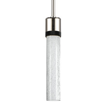 ZEEV Lighting P11703-LED-PN-K-SBB-G5 - Zigrina 12" Crackled Glass LED Pendant in Nickel and Black Knurled Ring