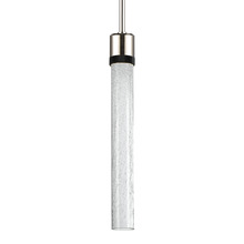 ZEEV Lighting P11703-LED-PN-K-SBB-G6 - Zigrina 18" Crackled Glass LED Pendant in Nickel and Black Knurled Ring