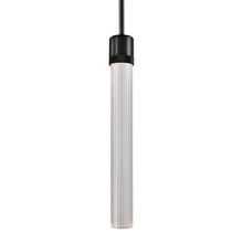 ZEEV Lighting P11704-LED-SBB-G4 - Zigrina 18" Fluted Glass LED Pendant with Knurl Ring Black
