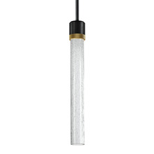 ZEEV Lighting P11704-LED-SBB-K-AGB-G6 - Zigrina 18" Crackled Glass LED Pendant in Black and Brass Knurled Ring