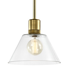 ZEEV Lighting P11705-E26-AGB-G13 - Zigrina Glass Cone E26 Pendant with Knurled Ring Aged Brass