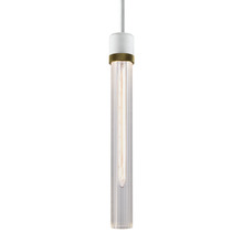 ZEEV Lighting P11706-E26-MW-K-AGB-G4 - Zigrina 18" Fluted Glass E26 Pendant in White with Knurled Ring in Brass