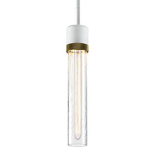 ZEEV Lighting P11706-E26-MW-K-AGB-G5 - Zigrina 12" Crackled Glass E26 Pendant in White with Knurled Ring in Brass