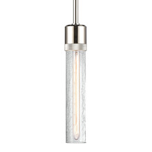 ZEEV Lighting P11707-E26-PN-G5 - Zigrina 12" Crackled Glass E26 Pendant with Knurled Ring Polished Nickel