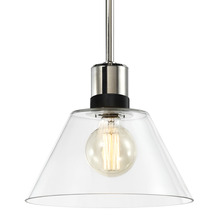 ZEEV Lighting P11707-E26-PN-K-SBB-G13 - Zigrina Glass Cone E26 Pendant in Nickel with Knurled Ring in Black