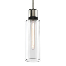 ZEEV Lighting P11707-E26-PN-K-SBB-G15 - Zigrina 18" Glass Drum E26 Pendant in Nickel with Knurled Ring in Black