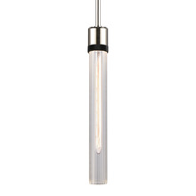 ZEEV Lighting P11707-E26-PN-K-SBB-G4 - Zigrina 18" Fluted Glass E26 Pendant in Nickel with Knurled Ring in Black