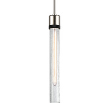 ZEEV Lighting P11707-E26-PN-K-SBB-G6 - Zigrina 18" Crackled Glass E26 Pendant in Nickel with Knurled Ring in Black