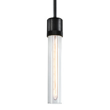 ZEEV Lighting P11708-E26-SBB-G1 - Zigrina 12" Clear Glass E26 Pendant with Knurled Ring Satin Black