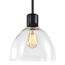 ZEEV Lighting P11708-E26-SBB-G12 - Zigrina Glass Dome E26 Pendant with Knurled Ring Satin Black